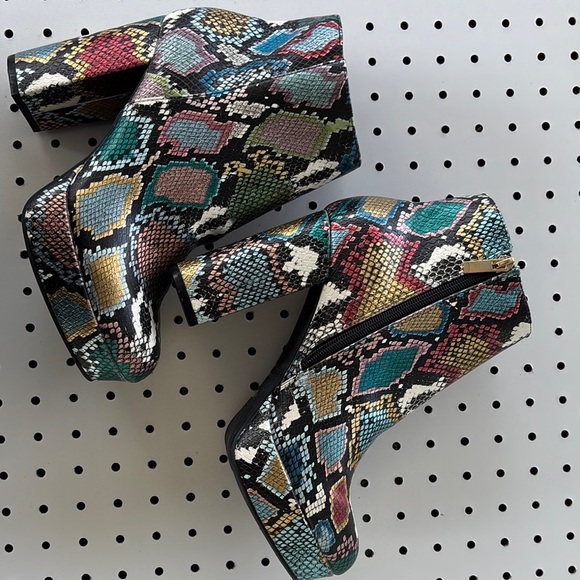 Multicolor Snake Print Ankle Boots - Picture 2 of 5